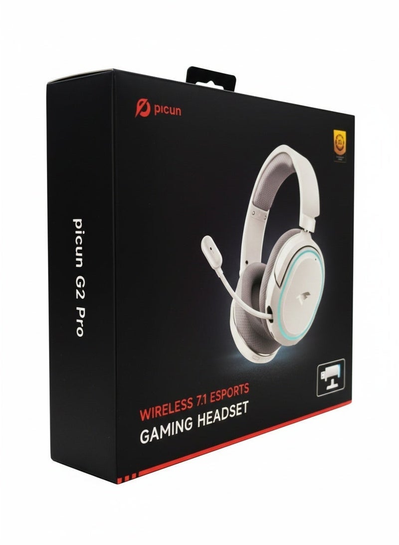 بيكن سماعة الألعاب اللاسلكية PICUN G2 PRO RGB، صوت محيطي 7.1، سماعات ألعاب USB 2.4 جيجا هرتز مع ميكروفون إلغاء الضوضاء ENC Bluetooth، سماعة رأس لاسلكية للكمبيوتر الشخصي PS5 PS4 Mac Switch - Image 2